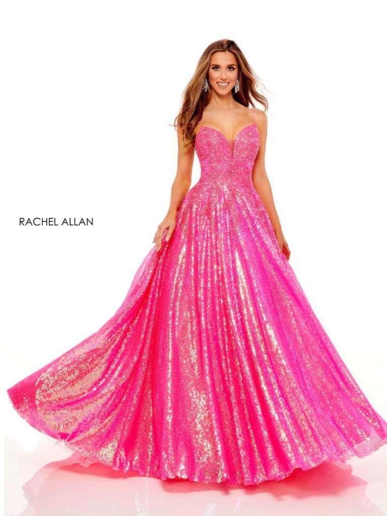New Rachel Allan 70243 Sequenced Prom Dress Hot Pink Size 2 And 8